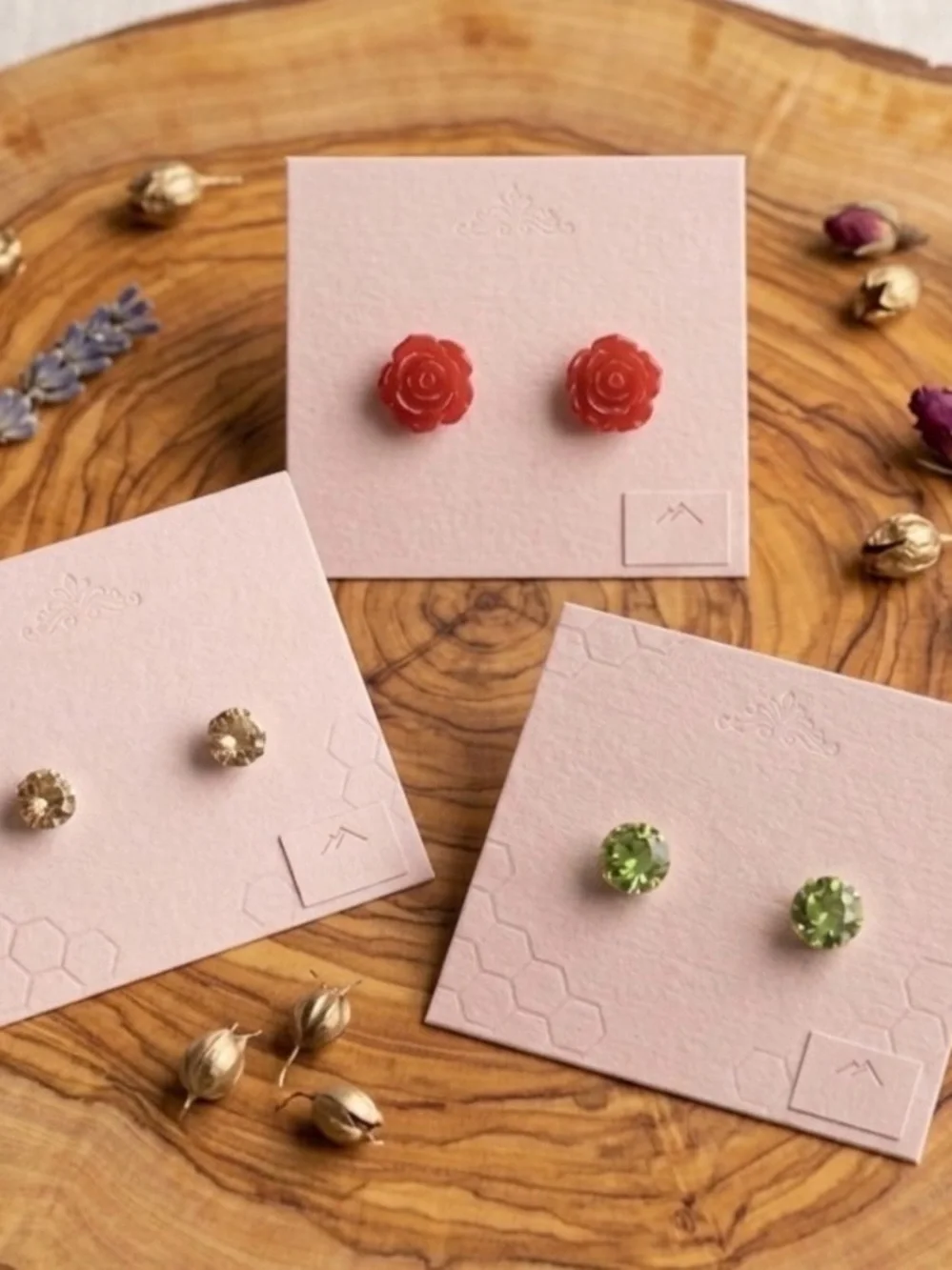 Handcrafted Red Rose Stud Earrings - Women Jewelry Earrings